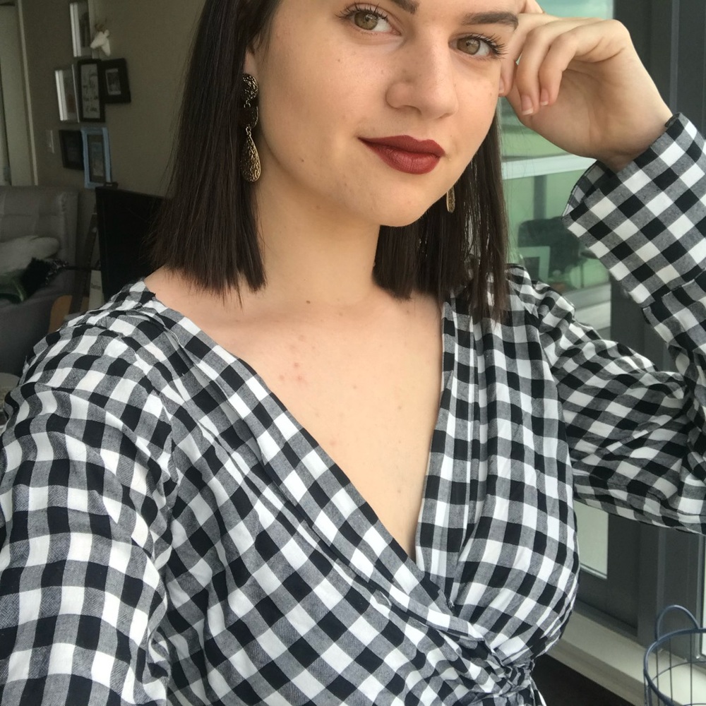 Gingham wrap top